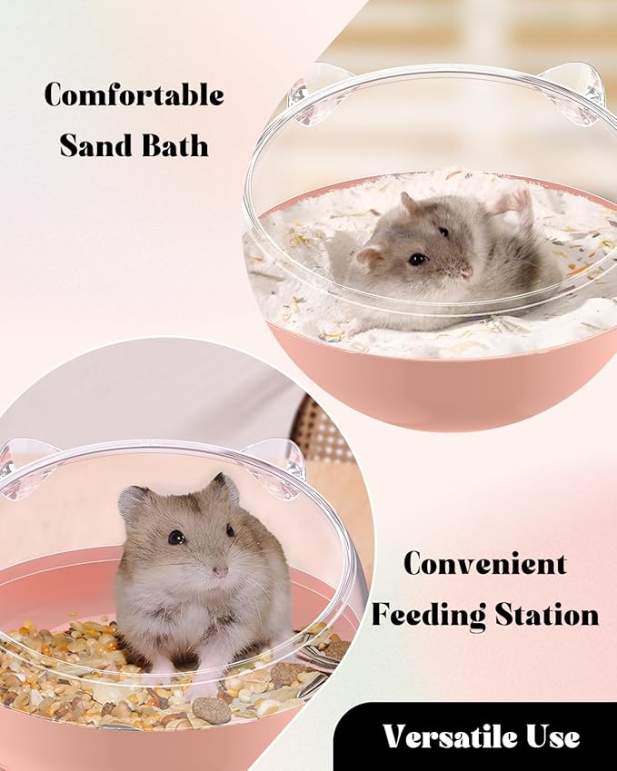 Pawfly Hamster Sand Bath Container, Hamster Sand Bath Box, Hamster Bathtub, Hamster Bathroom, Hamster Toilet, Plastic Dust Bath for Dwarf Hamsters, Syrian Hamsters, Mice, Gerbils & Small Animal, Pink