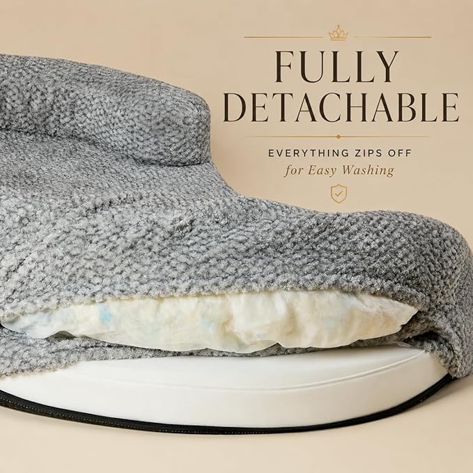 Orthopedic Memory Foam Dog Bed for Medium Sized Dog - Washable & Waterproof & Removable Couch - Round Calming Bed for Anxiety Relief (43 x 29 x 8 Inch)
