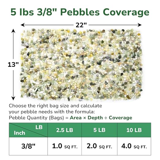 GreatBuddy 5-lb Decorative Rocks for Indoor Plants, 3/8" Jade Pebbles for Planters, Gravel for Succulent, Vases, Bamboo, Garden Landscaping, Crafts, Aquariums, Natural Polished