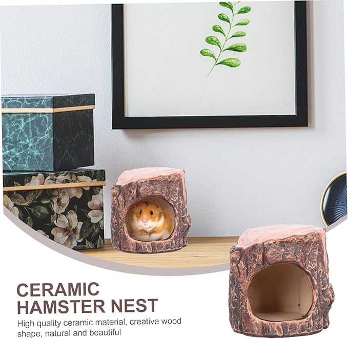 Kisangel 1piece Pet Hideout Hut Ceramic Hamster Nest Decorative Bed Small Pet Hideaway