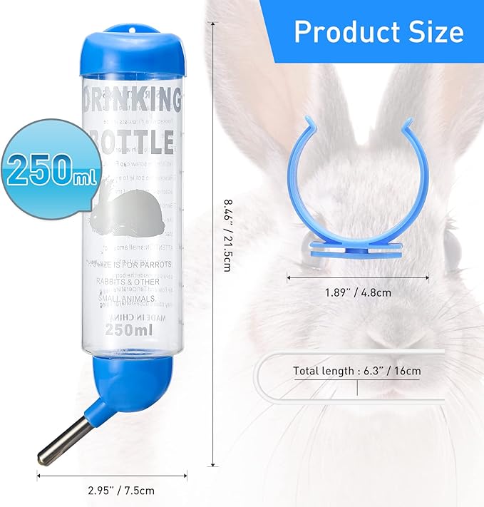 PStarD Moon Small Animals Bunny Hamster Guinea Pig Water Bottle - 8.5 oz, Suitable for Rabbits, Chinchillas, Gerbils, Groundhogs, Squirrels