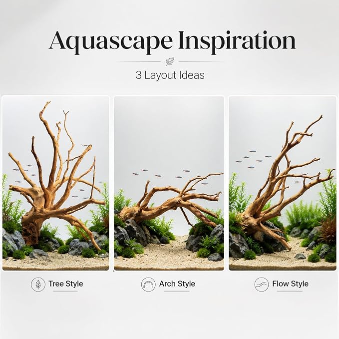 emours Spider Wood for Aquarium, Natural Driftwood for Fish Tank Decor, Aquascape Wood for Freshwater Aquarium & Reptile Habitat (8-12 Inch / 20-30 cm)