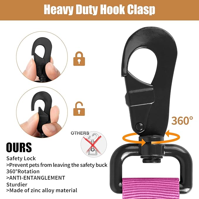 Tactical Dog Collar Leash Set, Adjustable Military Training Nylon Collar Dog Training with Control Handleand Metal Buckle, Dog Collar for Medium Large Dogs (Pink,M)