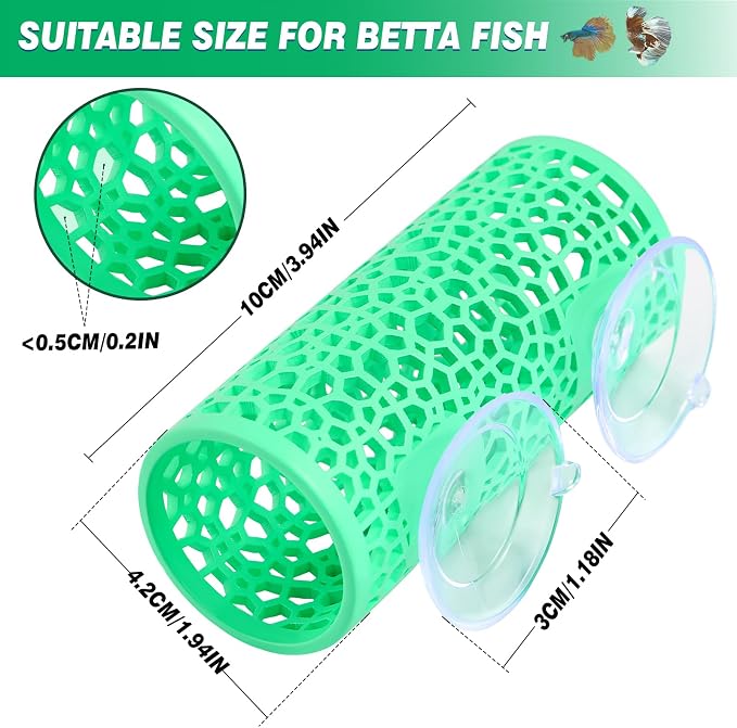 Abizoo Betta Fish Tunnel Hideout Aquarium Decoration, Mint Green | Hollow Coral Design, Smooth Finish, Habitat Cave for Betta Shrimp Guppies Neon Tetras Zebra Danios Small Fish
