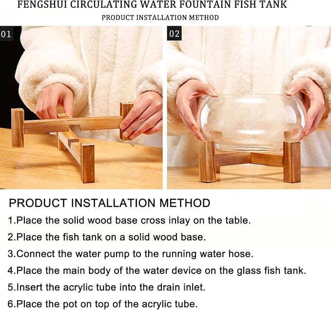 Tabletop Indoor Waterfall Fountain, Zen Water Fountain Indoor Small Fish Tank with Waterfall, Relaxing Feng Shui Tabletop Fountain for Home Office with Extra Spare Water Pump