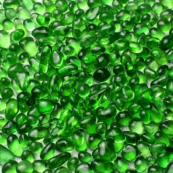 Glass Stones, 1Lb/460g Irregular Sea Glass Pebbles Non-Toxic Artificial Gemstones for Vase Filler/Handmade Gift/Terrarium Flowerpot Aquarium Turtle Tank Decoration, Green