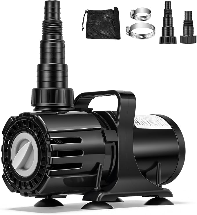 VIVOHOME 150W Pond Pump, 900-2400GPH Adjustable Flow Submersible Water Pump | Stepless Flow Control, 18ft Max Lift, 180° Seamless Adjustable Nozzle, Barrier Pump Bag, 20ft Power Cord