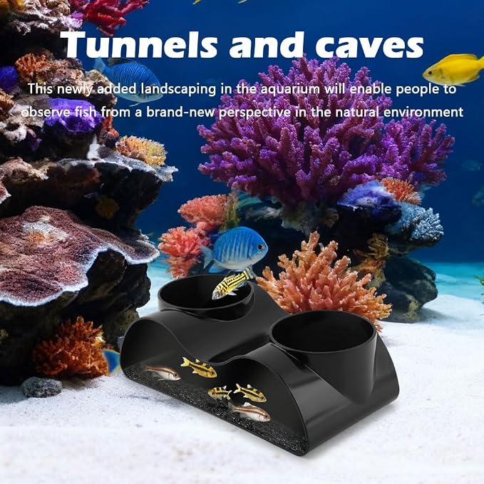 Aquarium Underground Tunnel Cave Fish & Shrimp Under Gravel Tunnel Aquarium Cave Hideout Shrimp and Fish Hiding Caves Shrimps Hideout(Size:Double Holes)