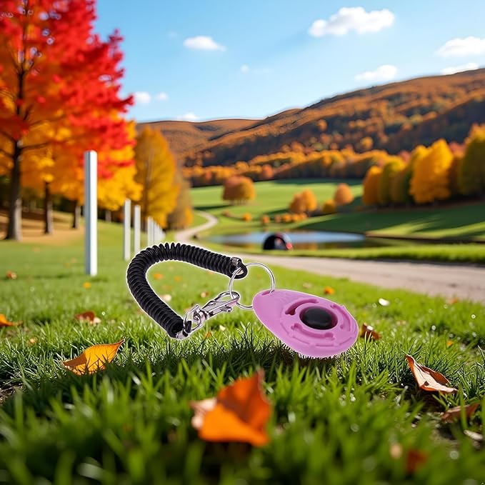 2pc Pink Clicker Easy to Use with Button Dog Training Accessories Strong and Long-Lasting,Training and Behavior Aids
