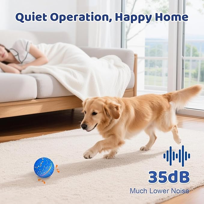 Interactive Dog Toys Dog Ball – 3 Play Modes Smart Moving Bouncing Dogs Ball, E-TPU with RGB Lights, Automatic Rolling Dog Toy for Small Medium Dogs to Keep Them Busy and Boredom Relief (Blue)