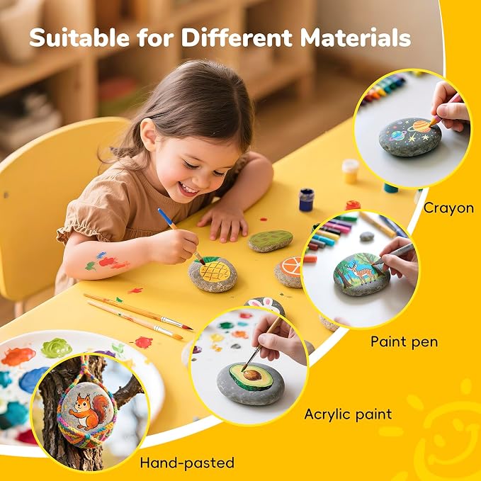 Simetufy 15Pcs Rocks for Painting, Large 3-4 Inch Natural River Stones, | Smooth Paintable Flat Rock for Adults, Children, Kindness Rocks Garden Decoration for DIY, Art & Crafts