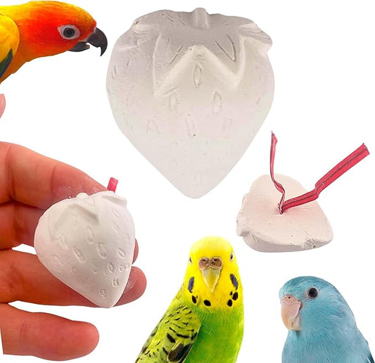 Bonka Bird Toys 1443 Mini Strawberry Calcium Treat 1" x 1" Calcium Block for Small to Medium Birds Parrots Parakeets Cockatiels Lovebirds Canaries Foraging Cage Mineral