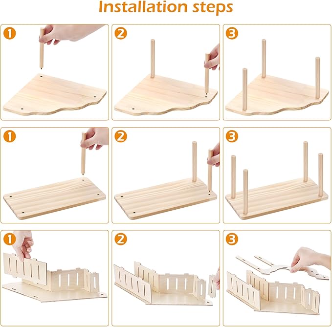 5-in-1 Wooden Hamster Toys Set Hamster House Hideout with Ladder Bridge Platform Table Climbing Ramp, Chew Toy for Syrian Dwarf Hamsters Gerbils Small Pets Cage Accessories Natural Wood Habitat Decor