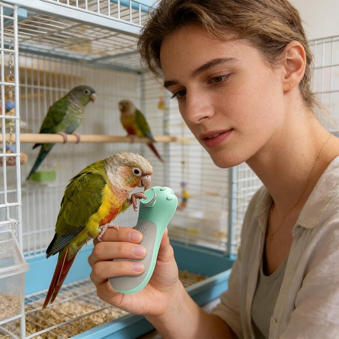Pet Nail Grinder for Birds - Electric Claw Sharpener | Quiet Bird Nail Trimmer & Beak Grinder | Multi-Functional Portable Sharpener with 6 Replacement Heads, for Parakeets Conure Lovebirds