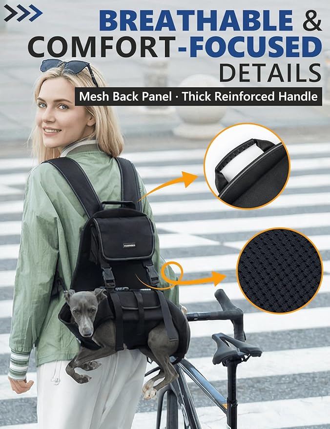 Dog Backpack Carrier(18-30lbs), Pet Lift Carrier for Medium to Large Dogs, Breathable Mesh Comfortable Adjustable Straps,Lightweight Travel Backpack for Pet Disabled, Injuries, Hiking