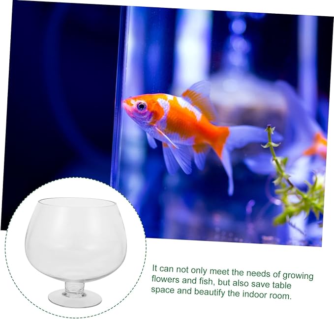 BESPORTBLE Clear Bubble Bowl, Glass Vase with Stand Fish Bowl Clear Planter Terrarium Globe Flower Vase Hydroponic Kitchen Table Centerpiece Footed Pedestal