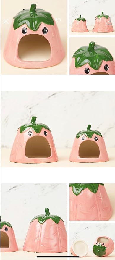 Ceramic Hideout for Hamsters - Fun & Cozy Small Animal Shelter, Cute Eggplant Shape