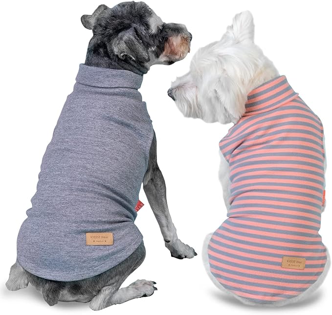 KYEESE 2Pack Dog Sweater Warm Dogs Clothes Stretchy Pets Clothes Soft Pets Coats Turtleneck Pet Sweatshirt Turtleneck Dog Sweaters for Small Dogs Girl