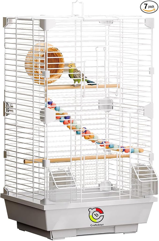 Basic Bird Cage, 24.8inch Parrot Cage (24.8" x 14.6" x 11"),Bird Cage with Ladder, Horizontal Bar, 2 Feeders, and Swing