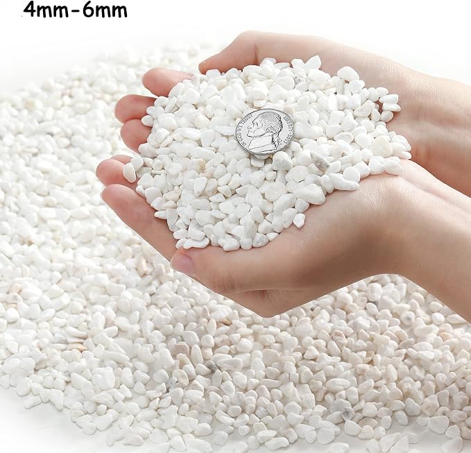 Boniosz 2.4lb Succulent and Cactus Bonsai DIY Rocks, White Gravel for Terrarium, Fairy Gardening, Top Dressing, Mini White Rocks