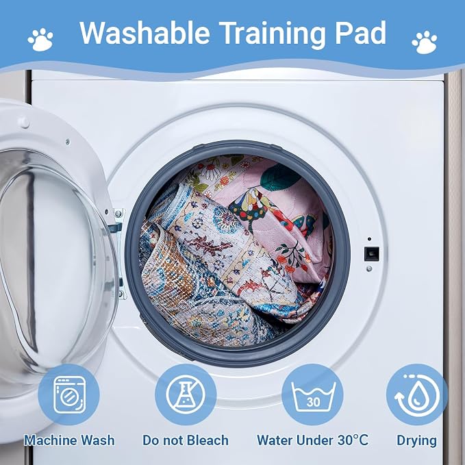 Washable Dog Pee Pads - 2 Pack， 40x26 Inch Large Reusable Absorbent Waterproof Puppy Potty Training Pads, Non-Slip Leakproof Whelping Pet Boho Mat for Crate, Playpen， Kennel & Indoors