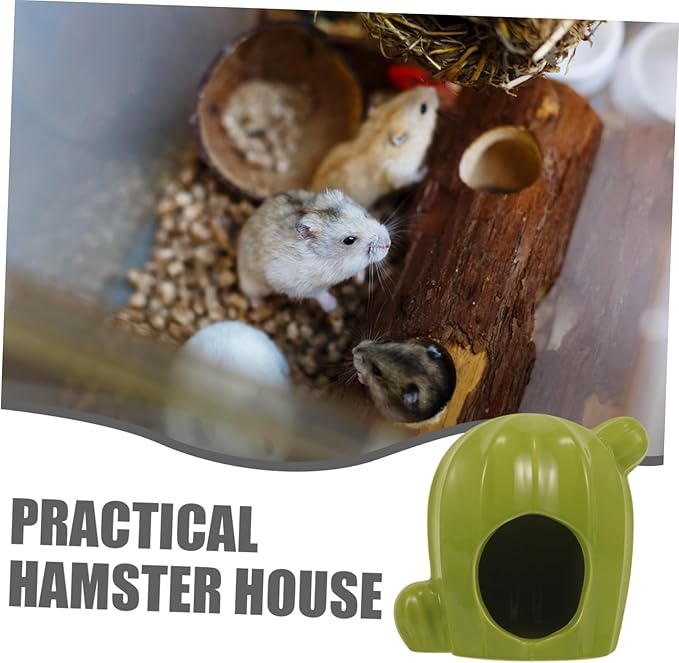 Ceramic Hamster Hideout Cactus-Shaped Cooling Nest for Small Pets Comfortable for Hamsters and Other Small Animals Decorative and Fun