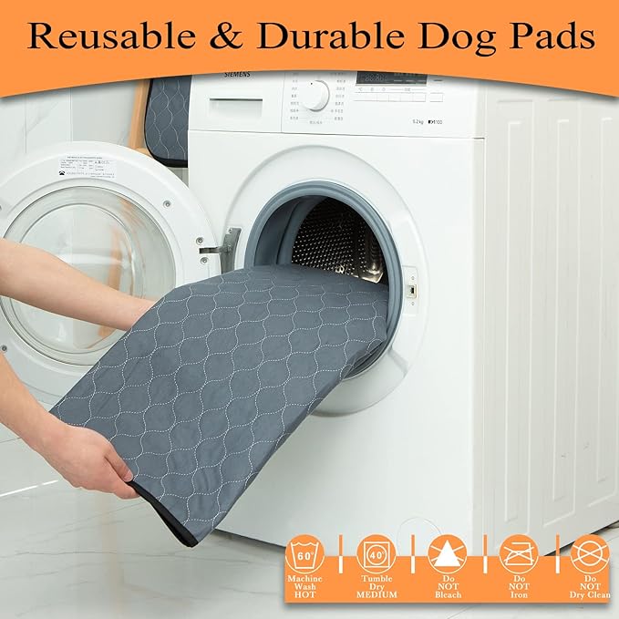 Washable Pee Pads for Dogs 48" x 48", 2 Pack, Reusable Puppy Pads, Dog Training Pads with Quick Dry, Large Anti-Slip Whelping Pad for Pet, Playpen, Incontinence, Housebreaking