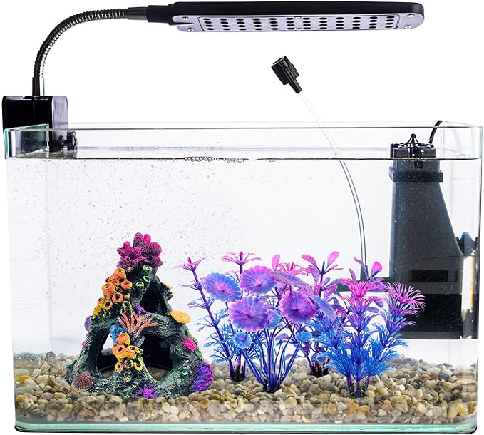 GSD Aquarium Colorful Coral Reef Set Fish Tank Decoration Mountain Ornament for Aquarium Environments Decor Accessories, Coral Mountain x 1, Aquatic Plant x 4 (Pack of 2)