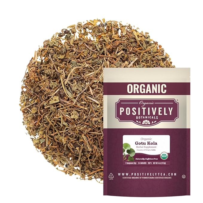 Organic Positively Botanicals Company, Gotu Kola, Herbal Tea Loose Leaf Botanical, 4 Ounce