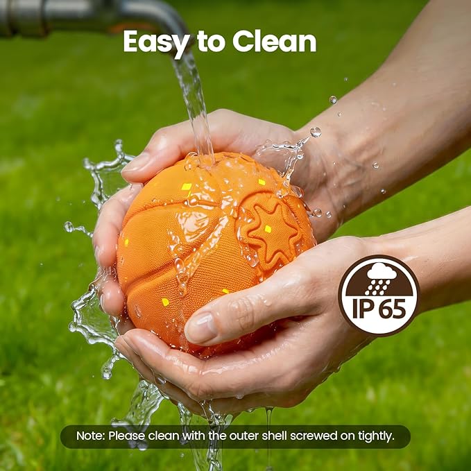 Invengo Interactive Dog Ball, Automatic Rolling Dog Toys with 3 Play Modes, E-TPU Material Dog Balls, IP65 Waterproof Interactive Dog Toys for Medium Dogs(Orange)