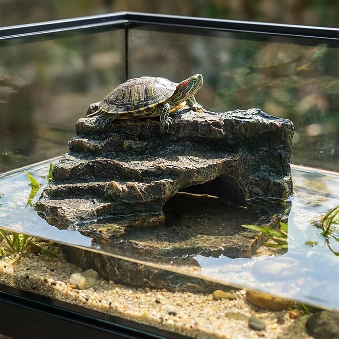 Reptile Tank Accessories, Turtle Tank Decor, Aquarium Caves, Perfect Gecko Hide, Fish Aquarium Decor, Professional Turtle Basking Platform (Antique)