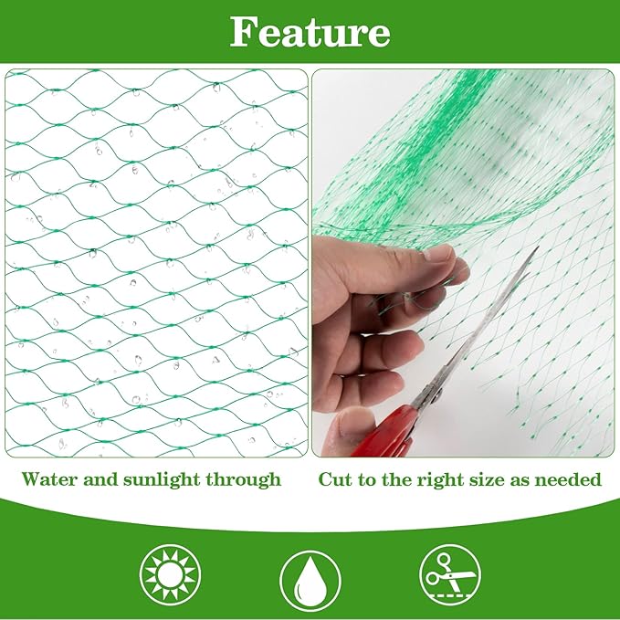 Bird Netting for Garden 13x33ft - Sukh Garden Netting Mesh for Garden Protection Bird Fence Plant Netting Chicken Coop Deer Squirrels Poultry Protect Fruit Trees Vegetable