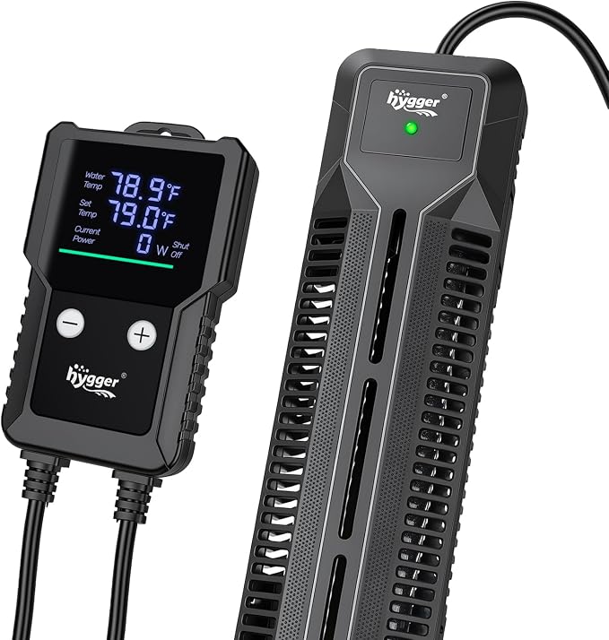 hygger 1000W Submersible Aquarium Heater for Saltwater & Freshwater Fish Tanks, External Controller with Precise ±0.5°F Temp Control, Real-Time Power Display, Dual Alarms, Smart Variable Heating