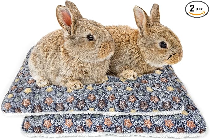 Amakunft 2 Pcs Guinea Pig Bed Mat Washable, Rabbit Winter Bed Pad for Indoor, Warm Small Animal Bed Mattres, Fleece Sleeping Pad for Bunny, Rat, Hedgehog, Sugar Glider, Chinchilla