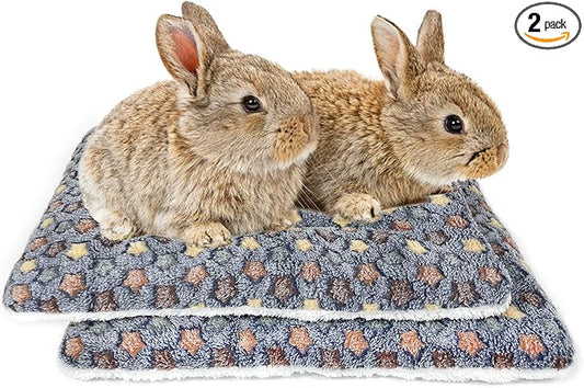 Amakunft 2 Pcs Guinea Pig Bed Mat Washable, Rabbit Winter Bed Pad for Indoor, Warm Small Animal Bed Mattres, Fleece Sleeping Pad for Bunny, Rat, Hedgehog, Sugar Glider, Chinchilla