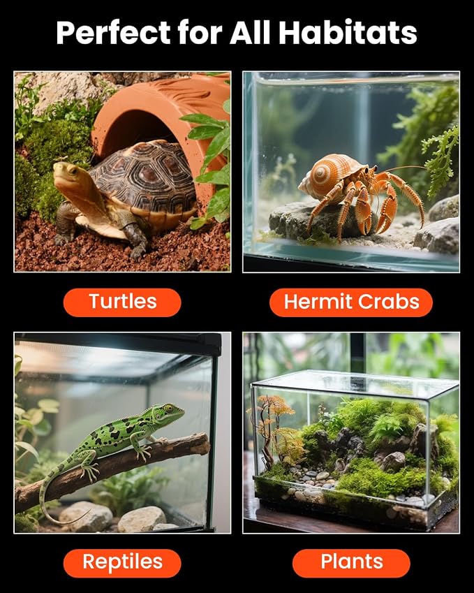 MQ Reptile Terrarium Heat Pad with LCD Digital Aquarium Thermometer, 11 x 11in Power Adjustment Under Tank Heater Mat for Pets, Small Animals, Seedling, 14W