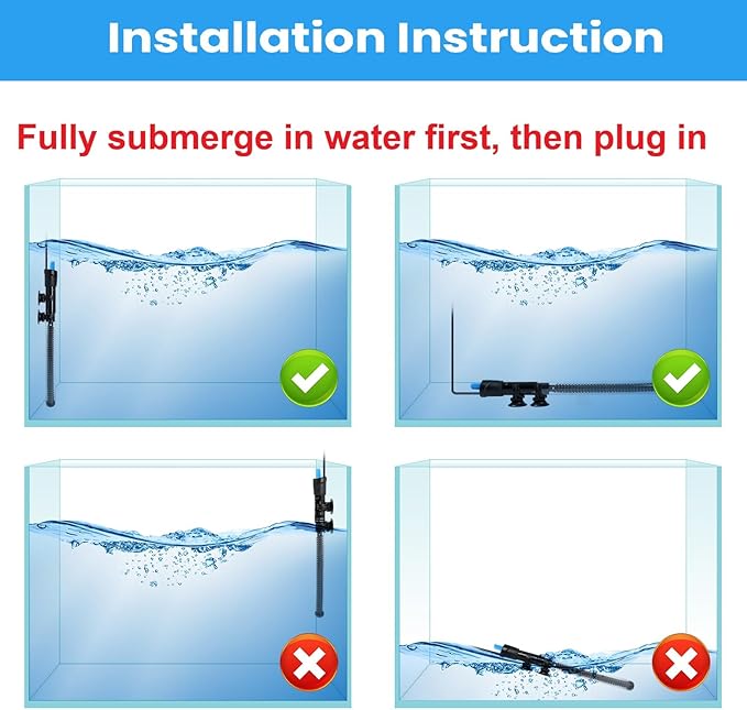AQUANEAT Aquarium Heater, 300W Fish Tank Heater, Adjustable Submersible Water Thermostat with Digital Thermometer