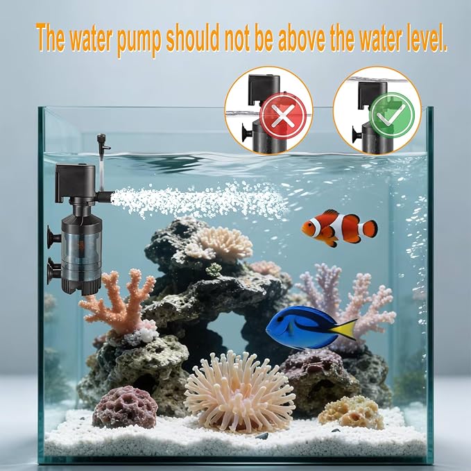 Carefree Fish Aquarium Sponge Filter Quiet with Fish Poops Collector Quiet for 3~8Gal Fish Tank for Saltwater and Freshwater