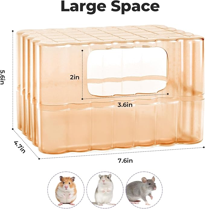 mini&moe Hamster Sand Bath Container - Small Animal Bathroom Shower Room & Corner Digging Box Toilet with Cleaning Scoop Rat Dust Bath House for Guinea Pig, Hedgehog, Squirrel