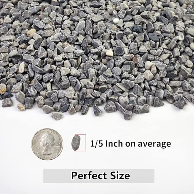 YISZM 2LB Succulent and Cactus Gravel Pebbles, 1/5 Inch Natural Decorative Polished Stones, River Rocks for Plants, Vases, Aquariums, Terrarium and Outdoor Gardening,Grey