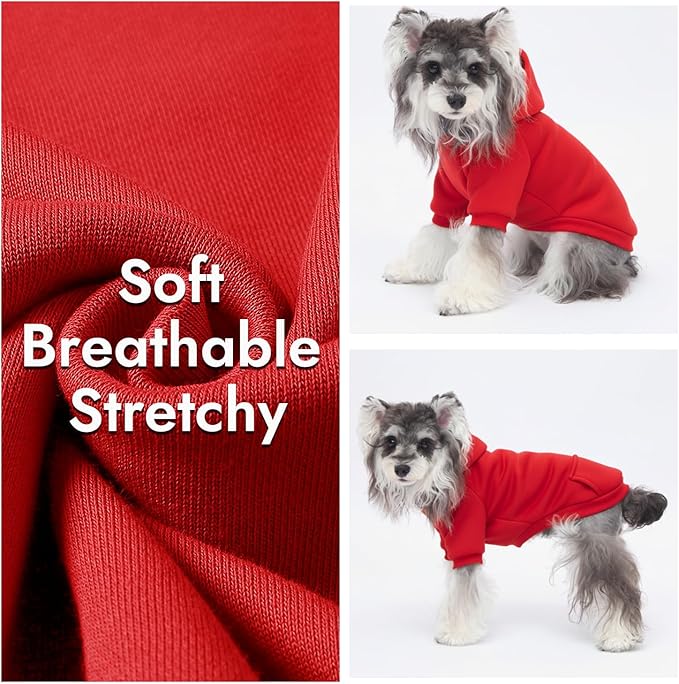 2 Pack Dog Hoodie Warm Hood Dog Sweater Cold Weather Small Dogs Sweatshirt Comfort Pet Clothes for Small Medium Dogs with Pockets (Green+Wine Red, XL (Back: 16.5",Chest: 21.6", 12.8-17lbs))