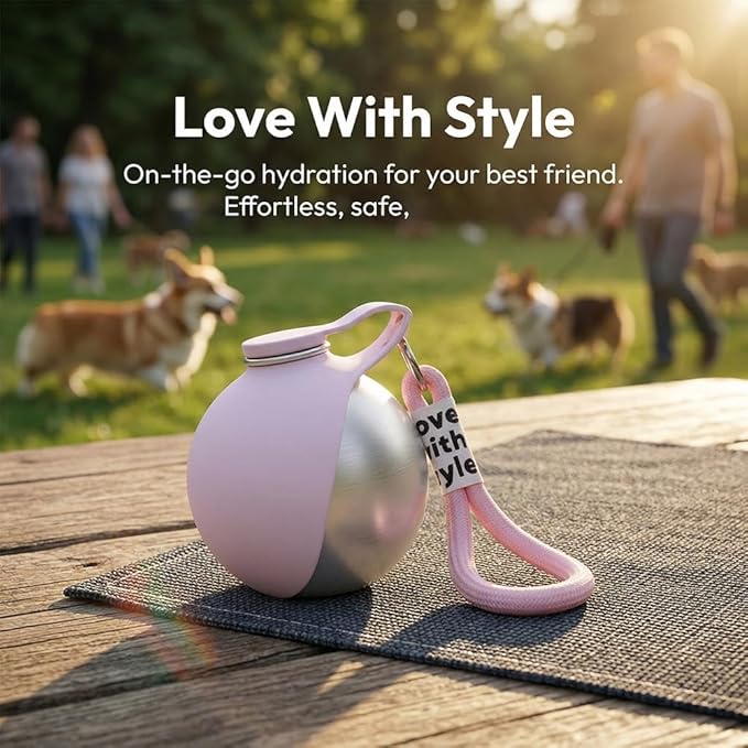 2-in-1 Portable Dog Water Bottle for Small Dogs,2026 New Foldable Pet Water Bottle,Waterbottle for Dogs on Walks,230ml Stainless Steel Pet Waterbottle,Leak-Proof & Compact Dog Travel for Hiking