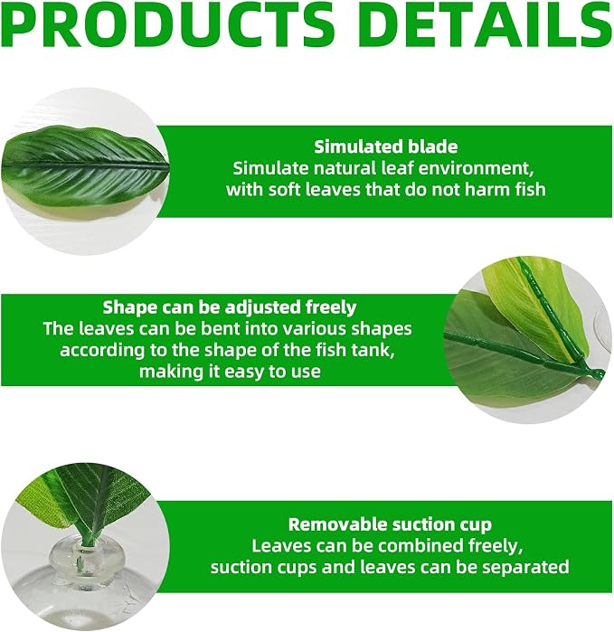 Betta Fish Plant Hammock - Aquarium Floating Leaf Decor with Suction Cup Beta Fish Hideout for Resting Simulating Habitat