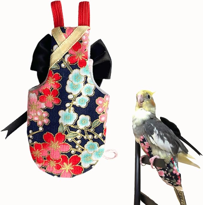 Bird Flight Suits Diapers, Parrot Flight Suits Diapers for Quaker Parakeets Cockatiels Flight Suits, Parrot Clothes (Black,S)