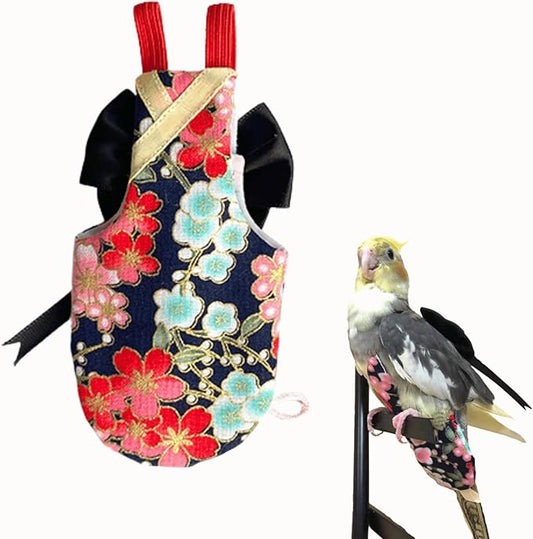 Bird Flight Suits Diapers, Parrot Flight Suits Diapers for Quaker Parakeets Cockatiels Flight Suits, Parrot Clothes (Black,S)