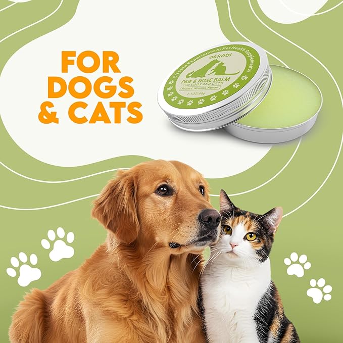 Paw & Nose Balm for Dogs & Cats - All-Natural Lick-Safe Pet Paw Balm for Cracked, Dry Foot & Noses - Soothing & Protective Salve - Horse Hoof Care 60g - 2.1 oz