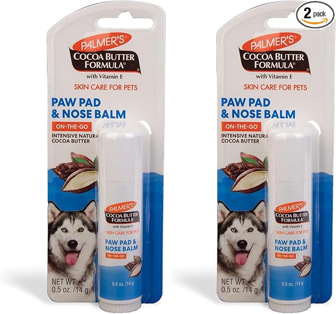 Palmer's Cocoa Butter Fragrance Free Intensive Paw Repair Swivel Stick for Dogs Cocoa Butter Paw Balm with Vitamin E,Peppermint Oil,and Shea-Butter for Rough & Dry Pads-for Dogs -0.5 oz,(Pack of 2)