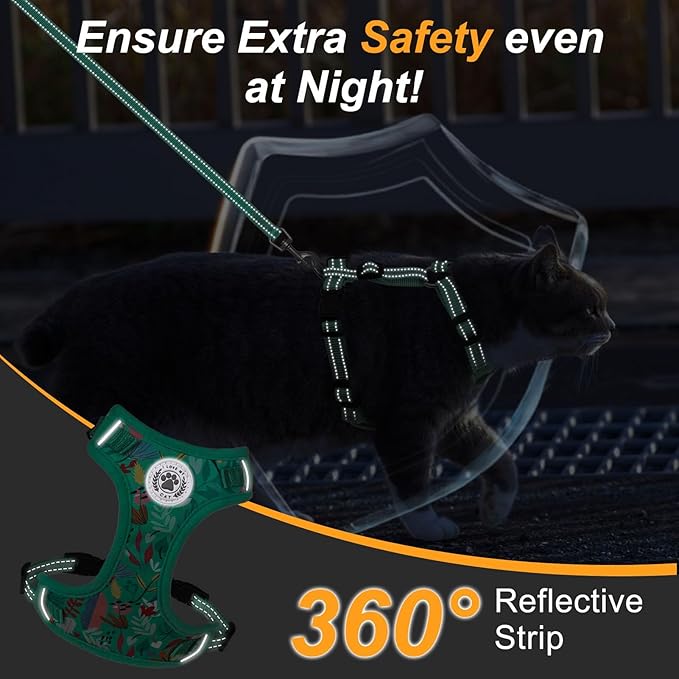 BEAUTYZOO Cat Harness and Leash Set for Walking Escape Proof, Neck Release Adjustable Harnesses for Kitten Puppy Small Medium Large Cats, Soft Cute Easy Control Small Cat Harness for Cats Boy Girls