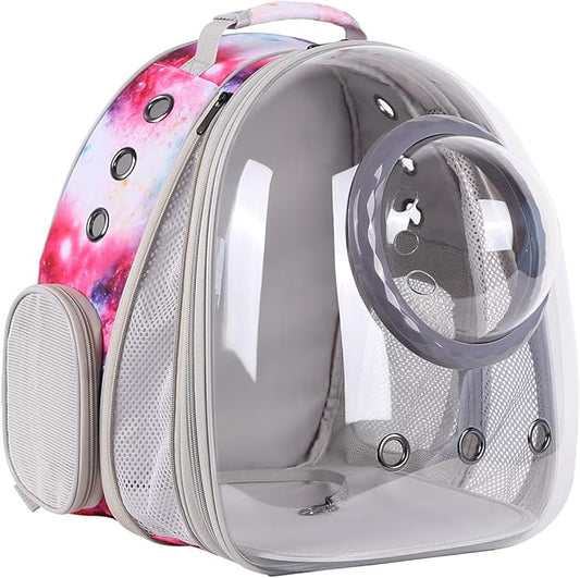 Cat Carrier Backpack Galaxy Front Expandable Large Cat Backpack Bubble - Pet Carrier Backpack for Small Dogs Fit up to 20 lbs Travel Hiking Camping Carrying Bag (Front Expandable-Galaxy Pink)