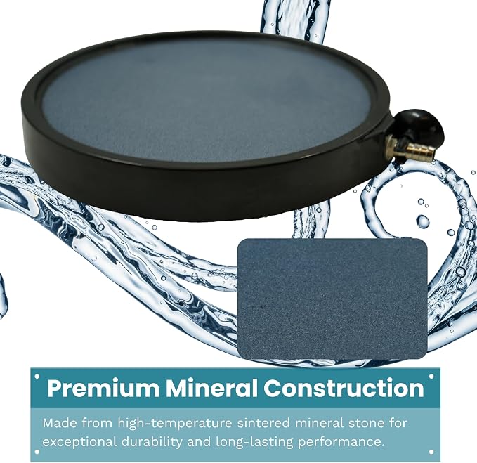 5 Inch Pond Aeration Micro Bubble Stone Diffuser Disc | High oxygen transfer, promotes beneficial bacteria, reduces sludge and toxic gases